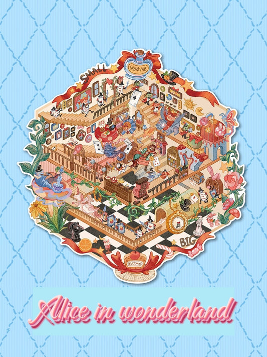 Alice In Wonderland scenery sticker set by DOUBLEWOO – vintage matte finish