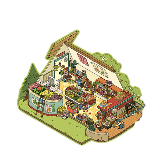 fruit veg market scene sticker – DIY journaling decoration by DOUBLEWOO