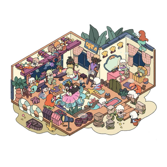 Doublewoo Mermaid Party scenery sticker set – an enchanting underwater scene built with stickers featuring mermaids, sea creatures, ocean-themed furniture, party decorations, and cute characters, perfect for journaling, scrapbooking, and creative scene crafting.