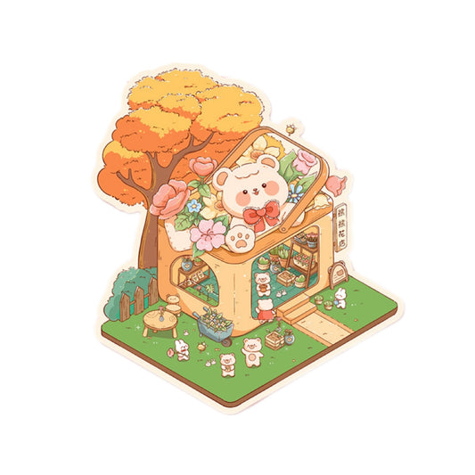 DOUBLEWOO Panda Florist scene sticker – DIY journaling decoration by DOUBLEWOO