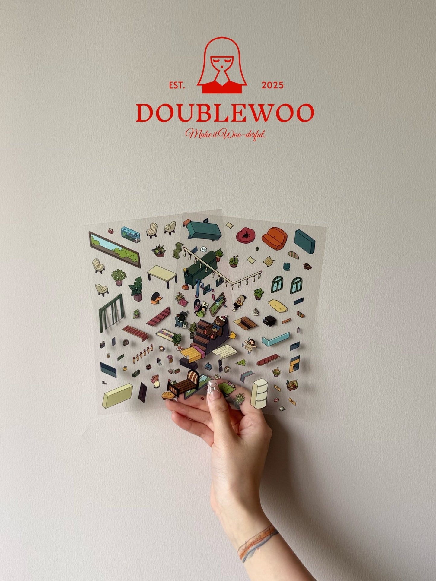 Plant Paradise scene sticker – DIY journaling decoration by DOUBLEWOO