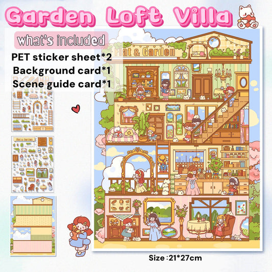 Garden Loft Villa playset with included items on a white background