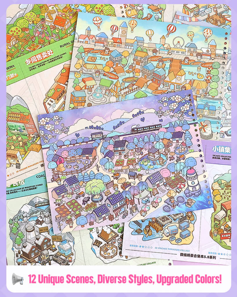 📒 DIY Scene Sticker Book 3.0 – 12 Scenes in a Spiral Binder