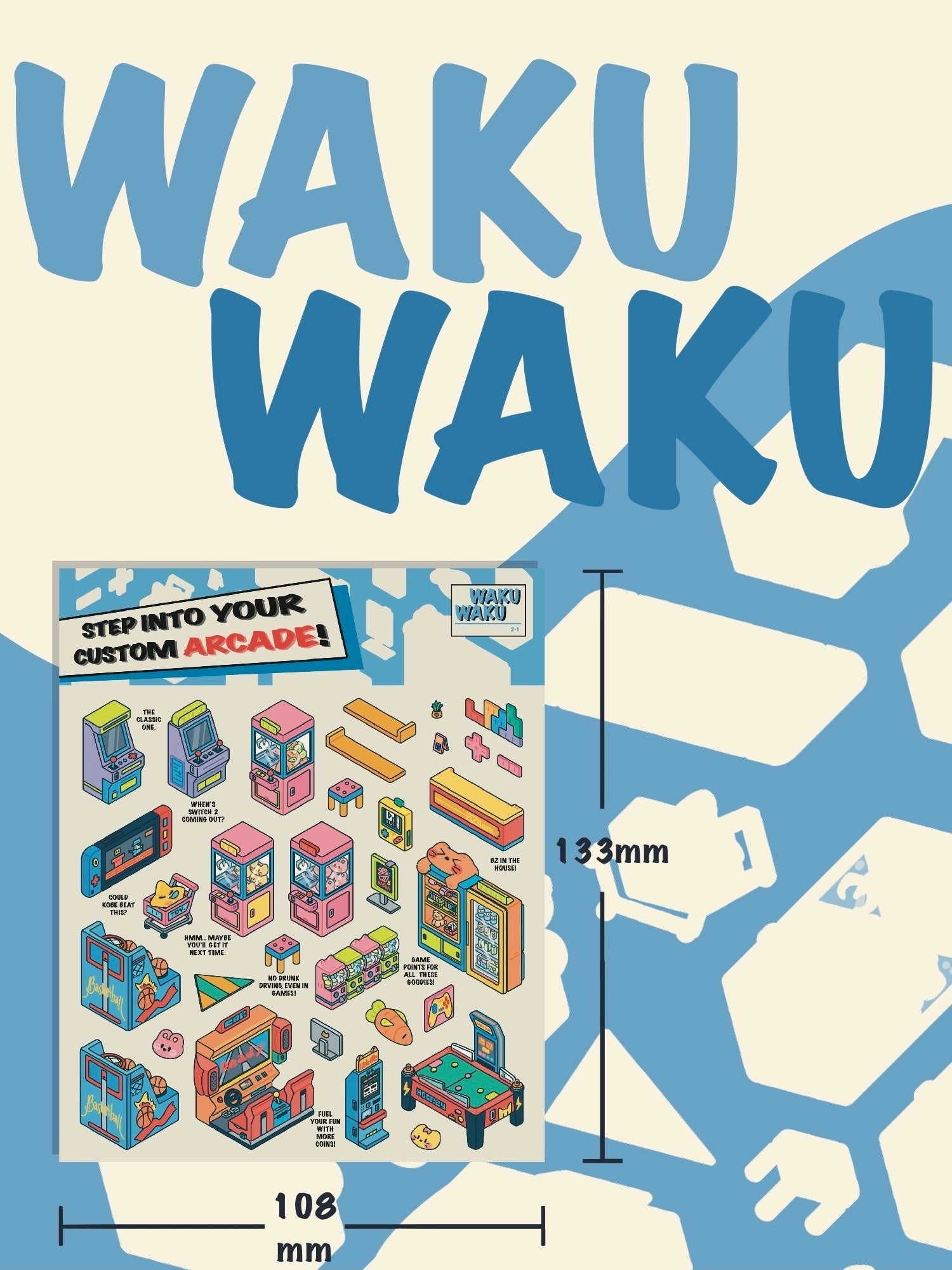 Close-up of DOUBLEWOO WAKUWAKU 2.0 PET stickers – colorful, waterproof scenery decals