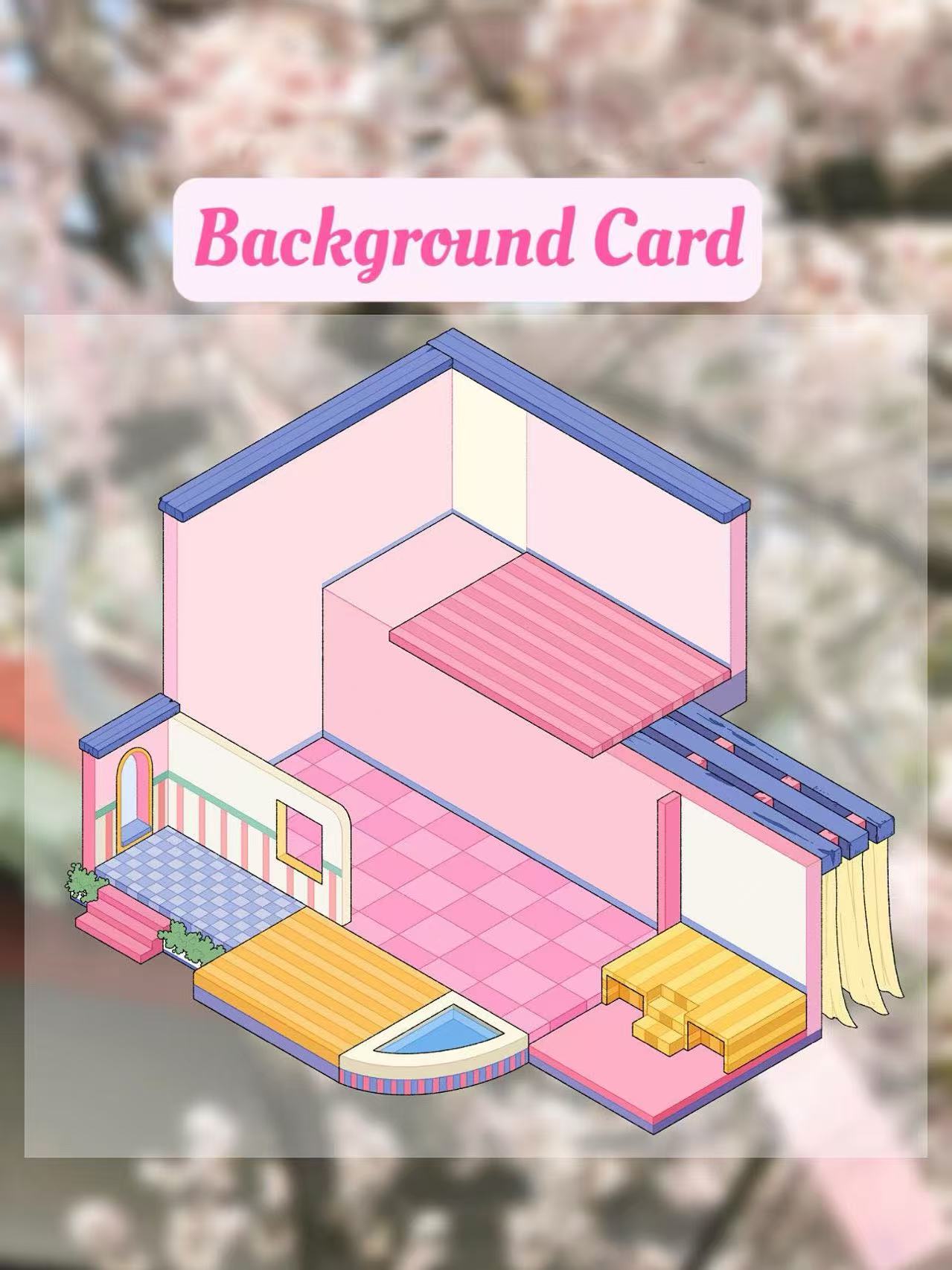 Beauty and Nail Salon background card – pastel pink interior with spa zones and cozy manicure stations