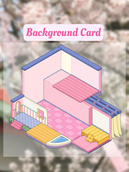 Beauty and Nail Salon background card – pastel pink interior with spa zones and cozy manicure stations