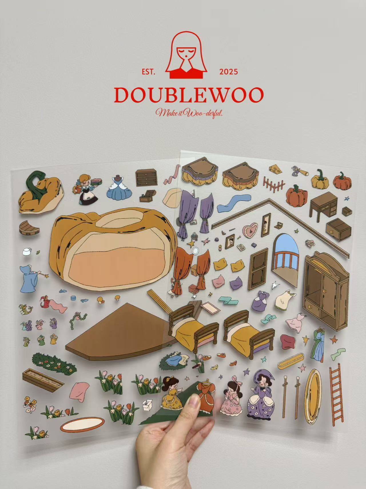 Contents of the “Cinderella” scene sticker set – included 2 PET stickers detail
