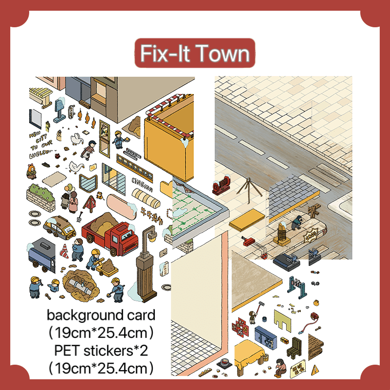 Street Scenes Series Large Size Scene Stickers | Urban Mini Worlds | DoubleWoo