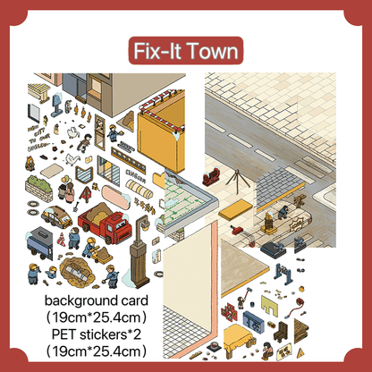 Street Scenes Series Large Size Scene Stickers | Urban Mini Worlds | DoubleWoo