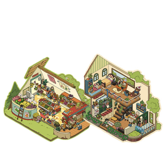 DOUBLEWOO Fresh Green Series scenery sticker set – Plant-Paradise and Fruit Veg Market