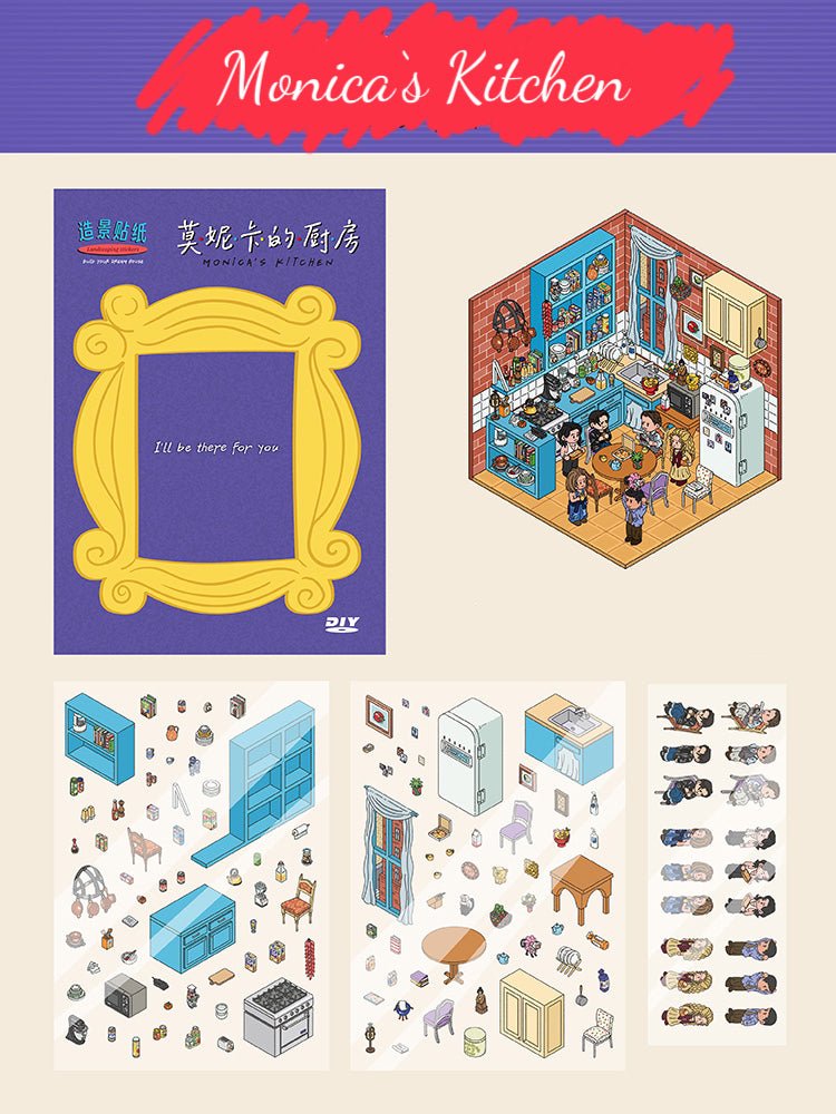 DIY scenery sticker of Monica's Kitchen from DOUBLEWOO Friends Series