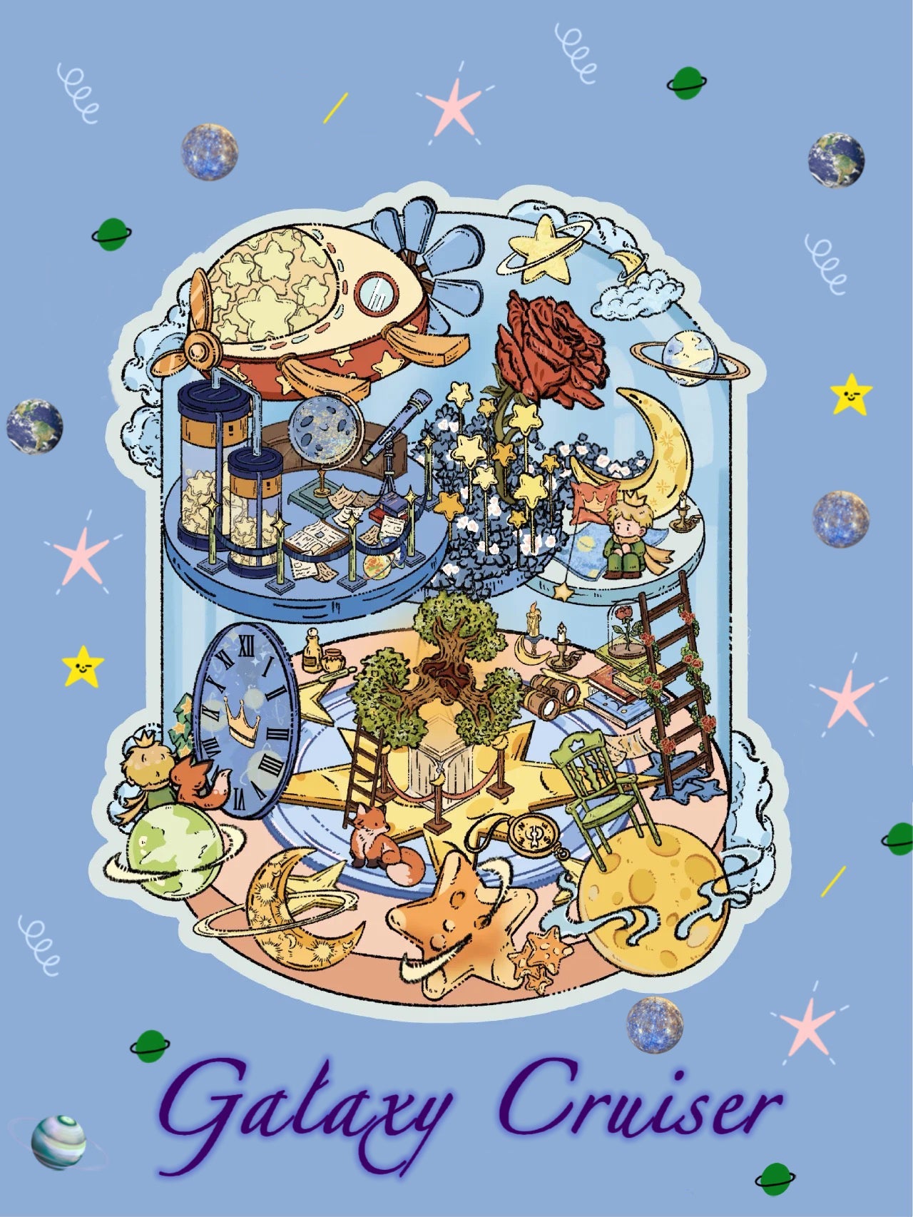 DOUBLEWOO Prince of the Stars Sticker - Galaxy Cruiser scene