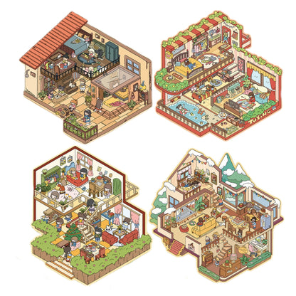 DOUBLEWOO Home party season scene sticker-4 DIY scenery stickers for collectors
