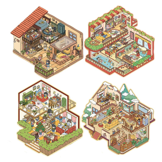 DOUBLEWOO Home party season scene sticker-4 DIY scenery stickers for collectors