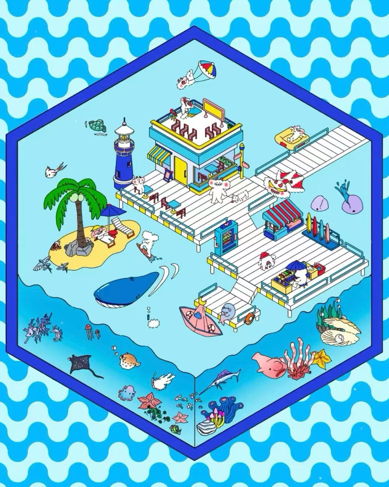 DOUBLEWOO Little Rascals Love Ain’t the Sea – underwater fantasy DIY sticker scene
