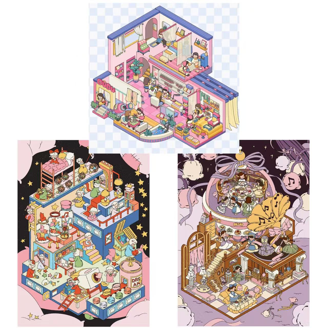 Lovely Little Moments scenery sticker set – includes Beauty and Nail Salon, Lolita Tea Party, and The Lamb’s Goodnight Ritual scenes