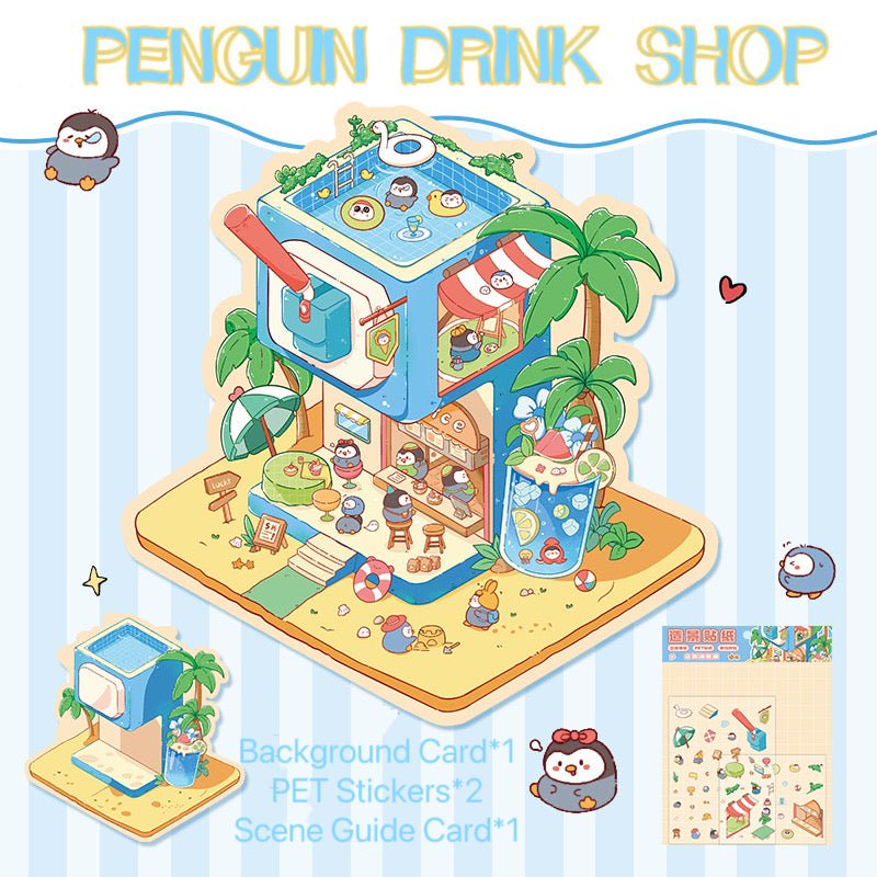 Street Shop Series – Penguin Drink Shop– DIY journaling decoration by DOUBLEWOO