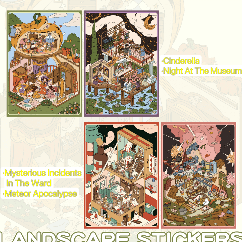 Whimsical Illustration Series | Large Size Scene Stickers – DOUBLEWOO