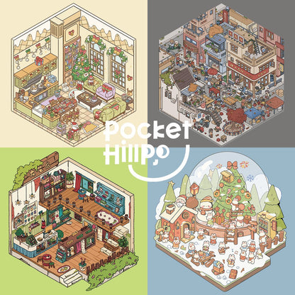 DOUBLEWOO Pocket Hill  Sticker Full Set - All 4 Scenes
