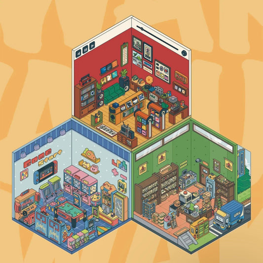 WAKUWAKU 2.0 DIY Scenery Sticker Set – Arcade, Parcel Hub & Record Store – DOUBLEWOO exclusive