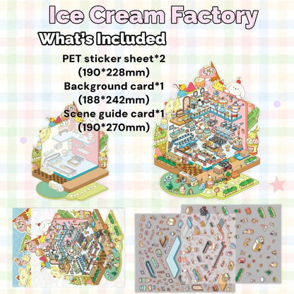 Ice Cream Factory playset with included materials on a colorful background